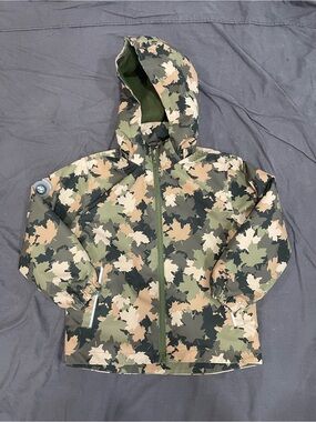 Kids' Hooded Leaf Camo Raincoat - Green